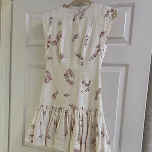 Zimmerman linen Floral Ruffle Hem Dress